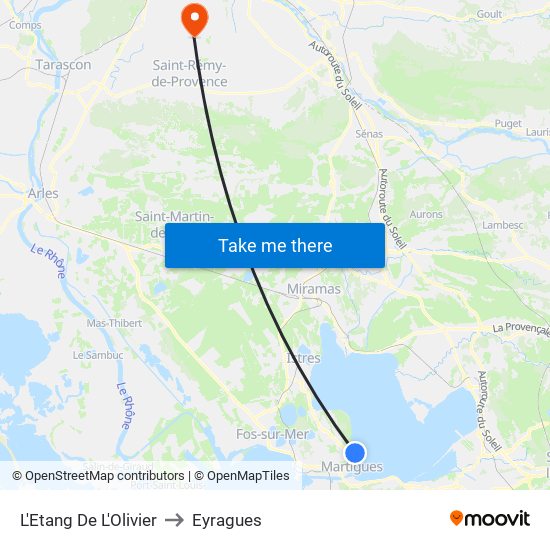 L'Etang De L'Olivier to Eyragues map