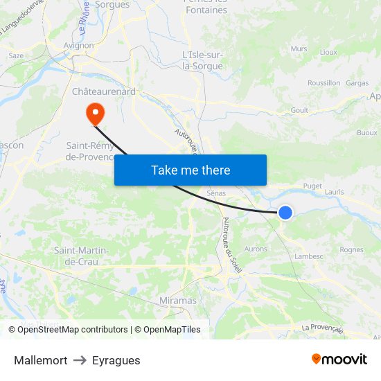 Mallemort to Eyragues map