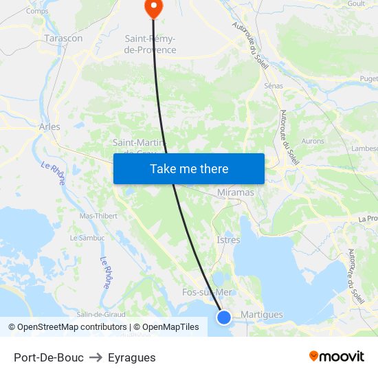 Port-De-Bouc to Eyragues map