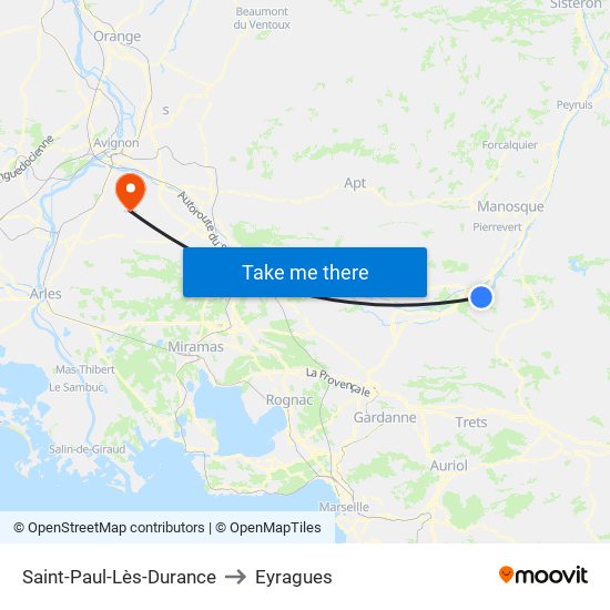 Saint-Paul-Lès-Durance to Eyragues map