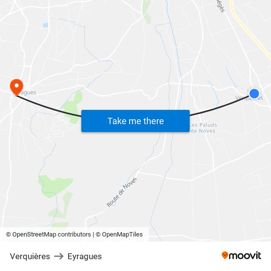 Verquières to Eyragues map