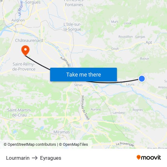 Lourmarin to Eyragues map
