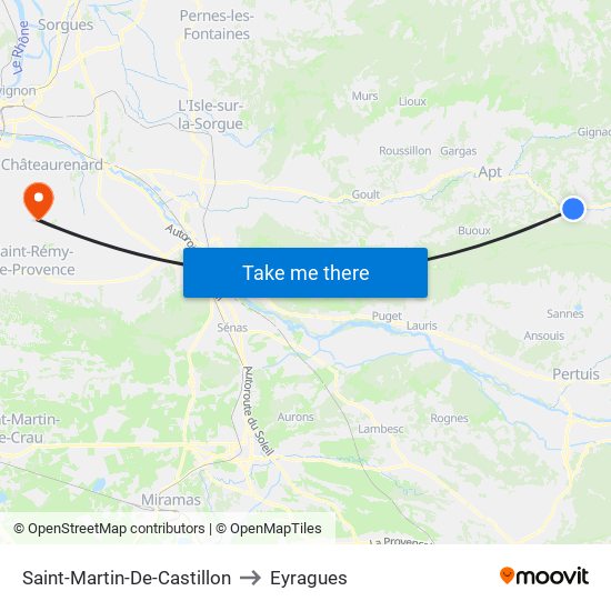 Saint-Martin-De-Castillon to Eyragues map