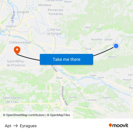 Apt to Eyragues map