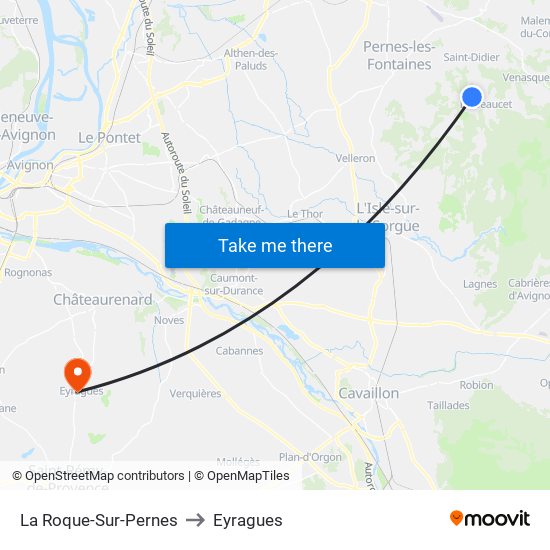 La Roque-Sur-Pernes to Eyragues map