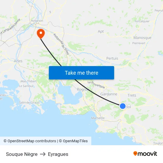 Souque Nègre to Eyragues map