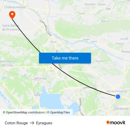 Coton Rouge to Eyragues map