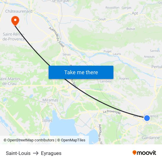 Saint-Louis to Eyragues map
