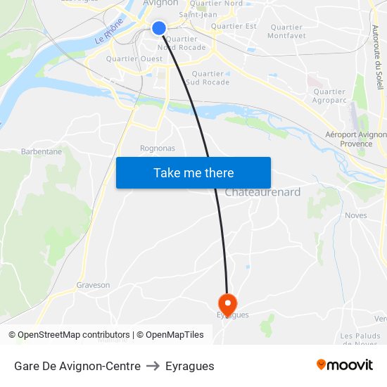 Gare De Avignon-Centre to Eyragues map