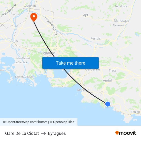 Gare De La Ciotat to Eyragues map