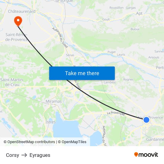 Corsy to Eyragues map