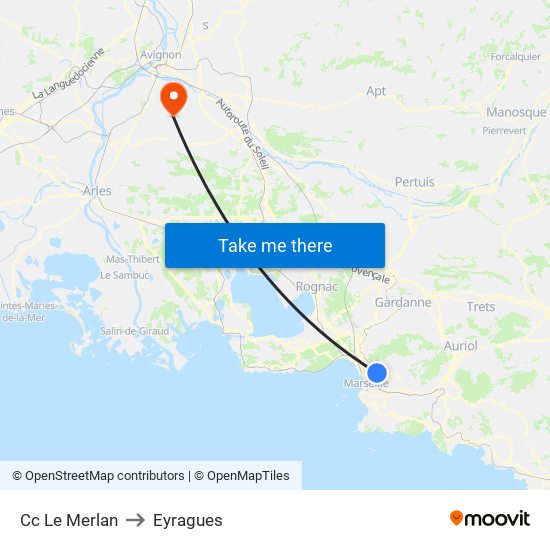 Cc Le Merlan to Eyragues map