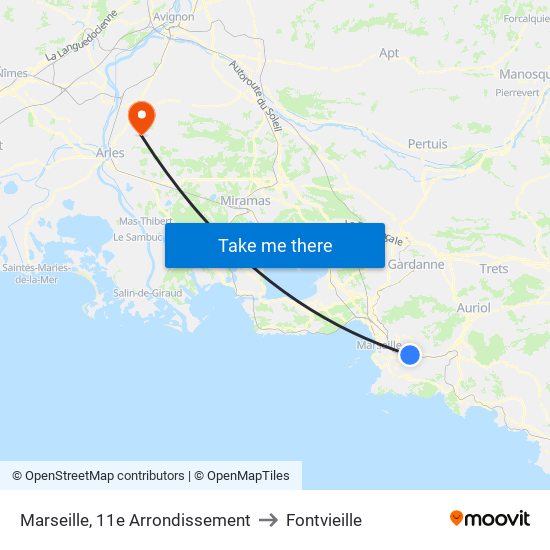 Marseille, 11e Arrondissement to Fontvieille map