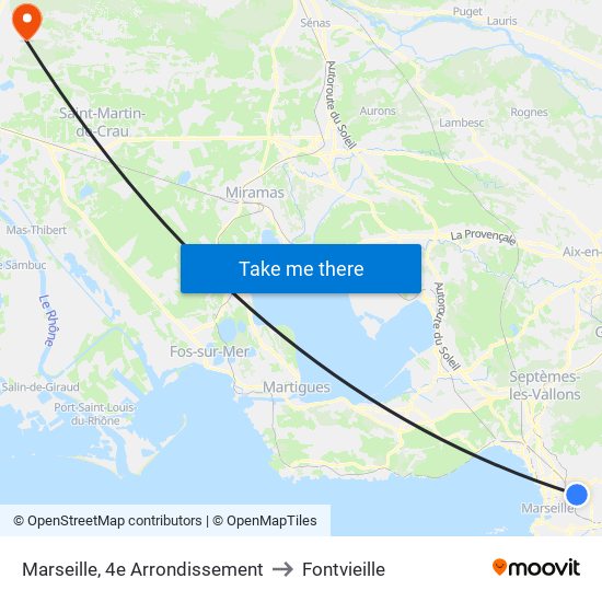 Marseille, 4e Arrondissement to Fontvieille map