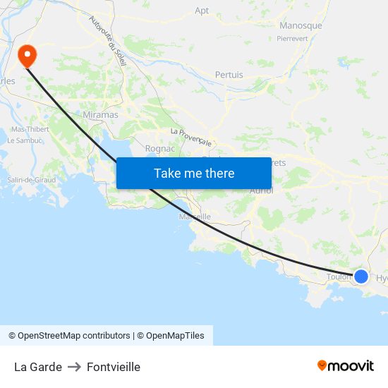 La Garde to Fontvieille map