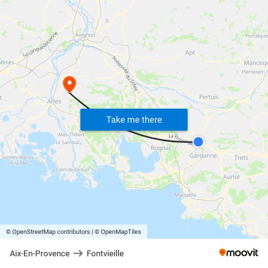 Aix-En-Provence to Fontvieille map