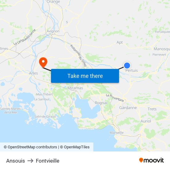 Ansouis to Fontvieille map