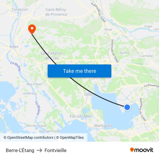 Berre-L'Étang to Fontvieille map