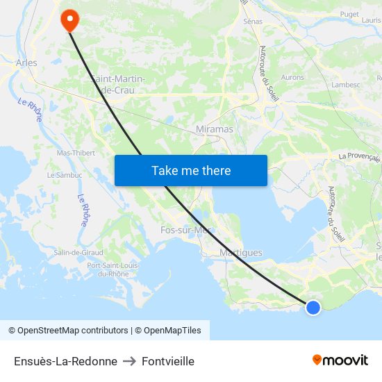 Ensuès-La-Redonne to Fontvieille map