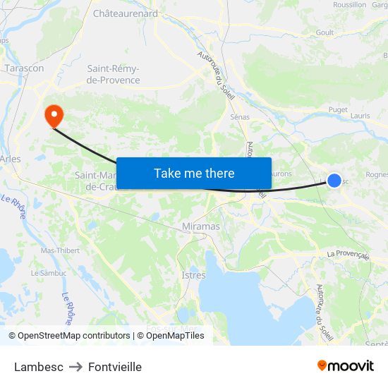 Lambesc to Fontvieille map