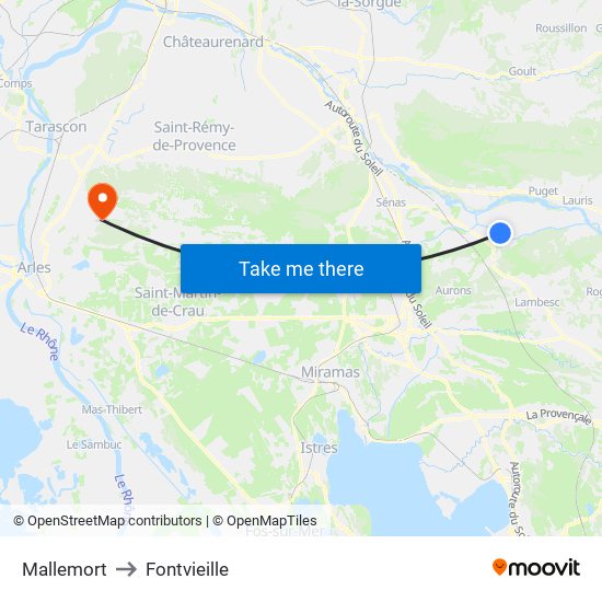Mallemort to Fontvieille map