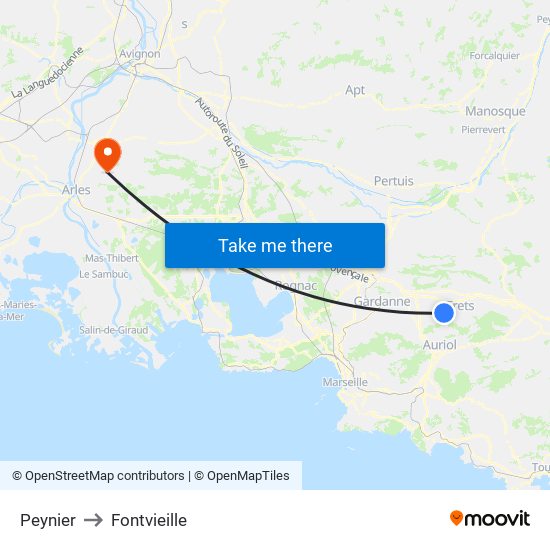 Peynier to Fontvieille map