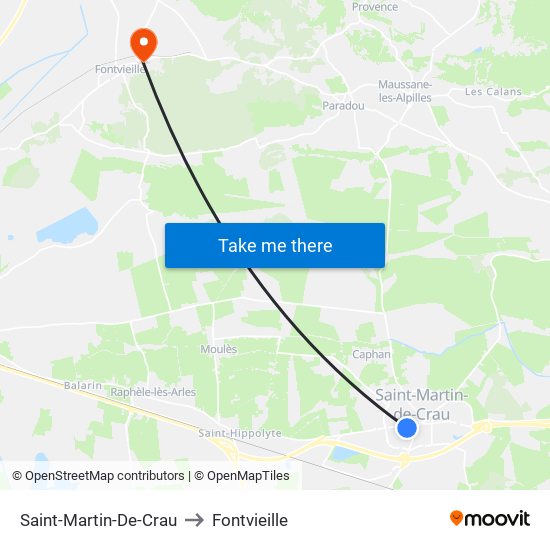 Saint-Martin-De-Crau to Fontvieille map