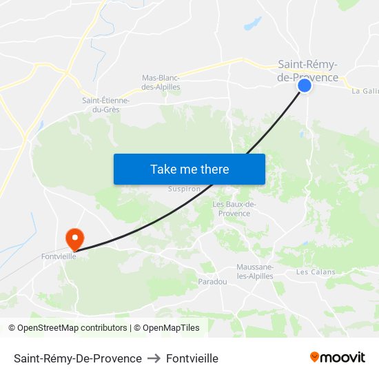 Saint-Rémy-De-Provence to Fontvieille map