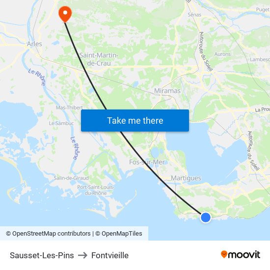 Sausset-Les-Pins to Fontvieille map