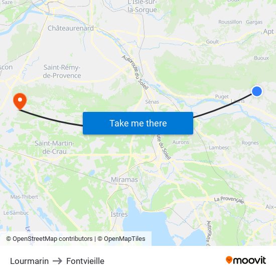 Lourmarin to Fontvieille map