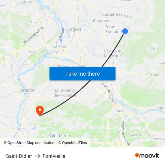 Saint-Didier to Fontvieille map