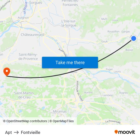Apt to Fontvieille map