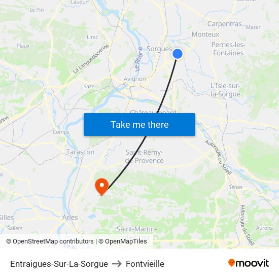 Entraigues-Sur-La-Sorgue to Fontvieille map