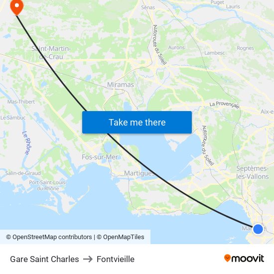 Gare Saint Charles to Fontvieille map