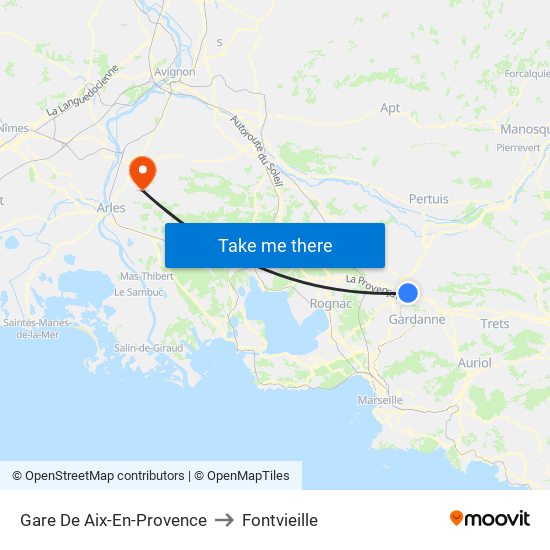 Gare De Aix-En-Provence to Fontvieille map