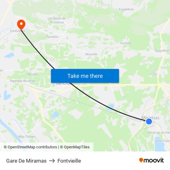 Gare De Miramas to Fontvieille map