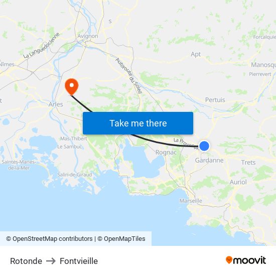 Rotonde to Fontvieille map