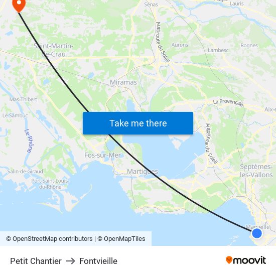 Petit Chantier to Fontvieille map