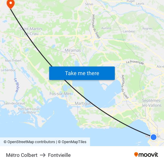 Métro Colbert to Fontvieille map