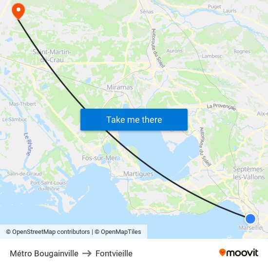 Métro Bougainville to Fontvieille map