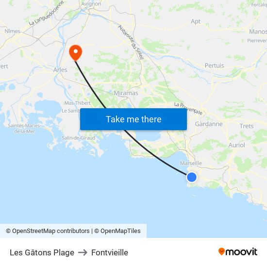 Bowl Du Prado to Fontvieille map