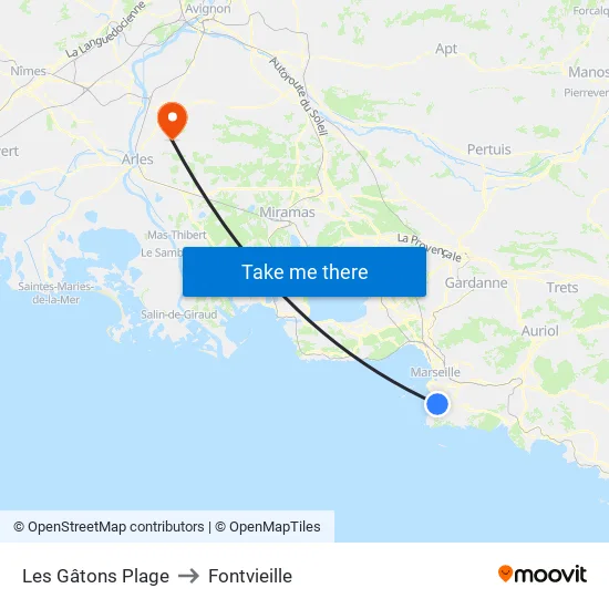Bowl Du Prado to Fontvieille map