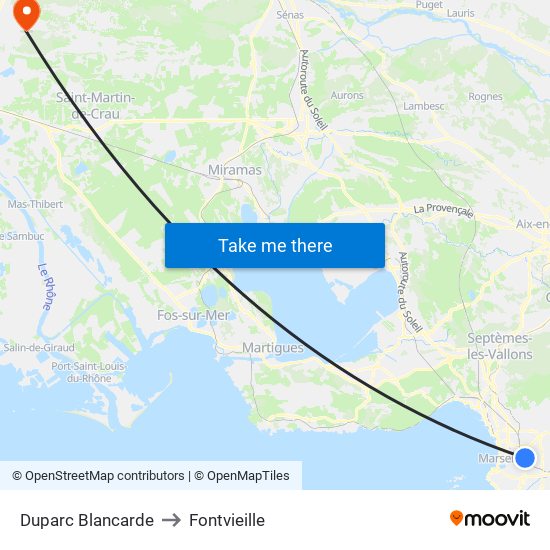 Duparc Blancarde to Fontvieille map
