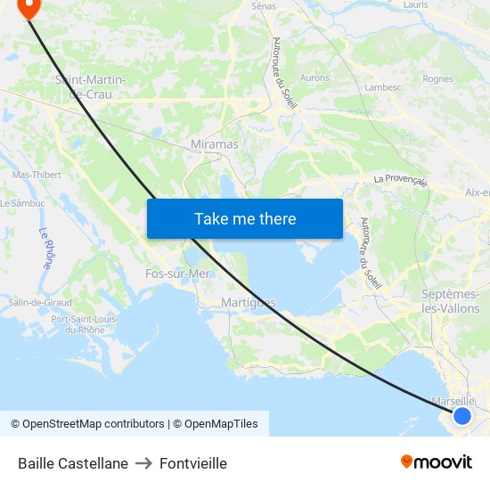 Baille Castellane to Fontvieille map