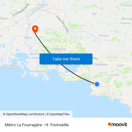 Métro La Fourragère to Fontvieille map