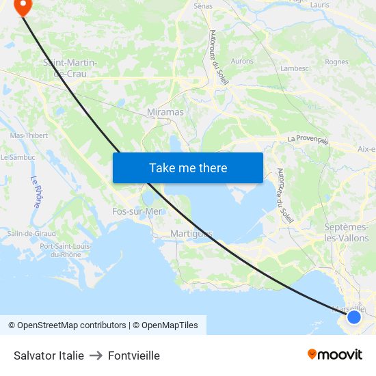 Salvator Italie to Fontvieille map