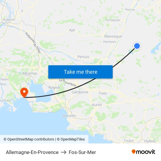 Allemagne-En-Provence to Fos-Sur-Mer map