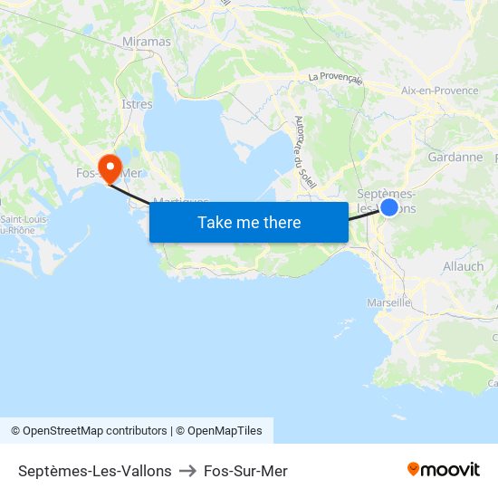 Septèmes-Les-Vallons to Fos-Sur-Mer map