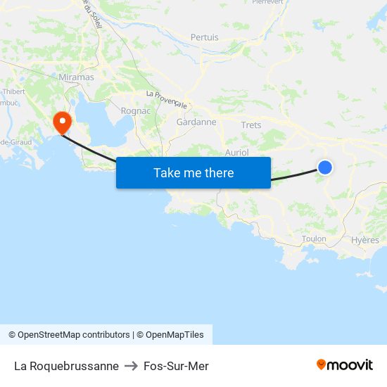 La Roquebrussanne to Fos-Sur-Mer map