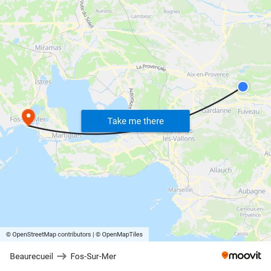 Beaurecueil to Fos-Sur-Mer map